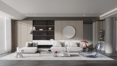 现代客厅3D模型下载